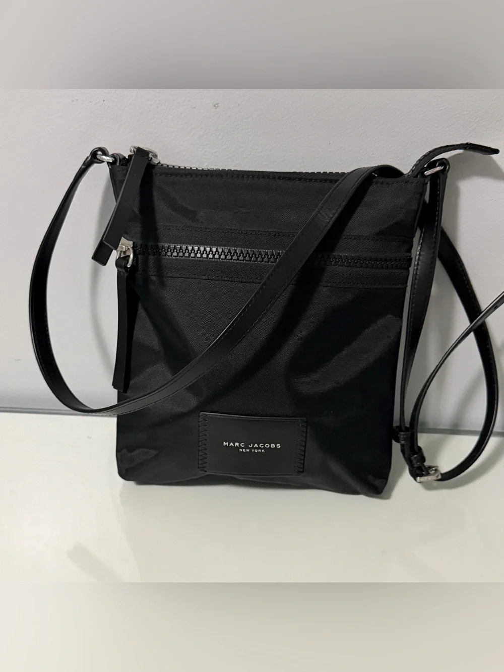Marc Jacobs Black Nylon Logo Patch Shoulder Bag new no tags